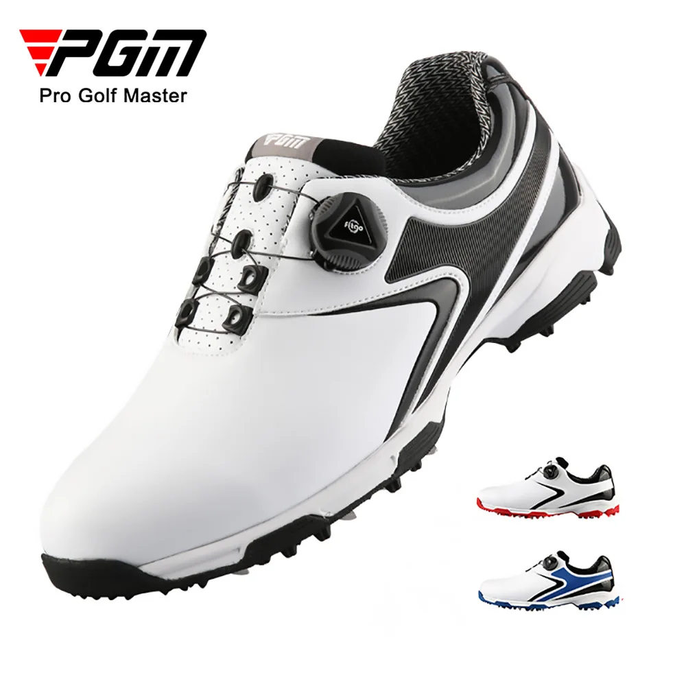 PGM Mens נעלי גולף ספורט תחת כיפת השמיים החלקה עמיד למים נעלי ספורט כפתור מהיר לשרוך לנשימה נוח פנאי נעליים XZ132 . ' - ' . 0