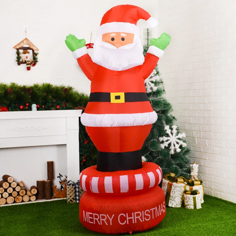 חשמל מסתובב 360 מעלות סנטה קלאוס מתנפחים צעצוע אורות LED מתנפחים בובת חג המולד חיצונית קישוט בית גן . ' - ' . 0