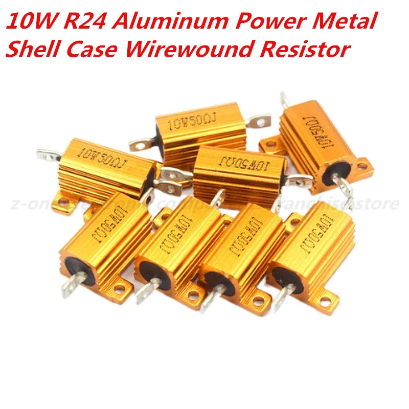 5PCS 10W-RX24 אלומיניום חשמל מתכת מעטפת התיק נגד Wirewound 0.1 0.5 1 2 3 5 6 8 10 20 100 150 200 300 500 1K 10K ~ 30Kohm . ' - ' . 1