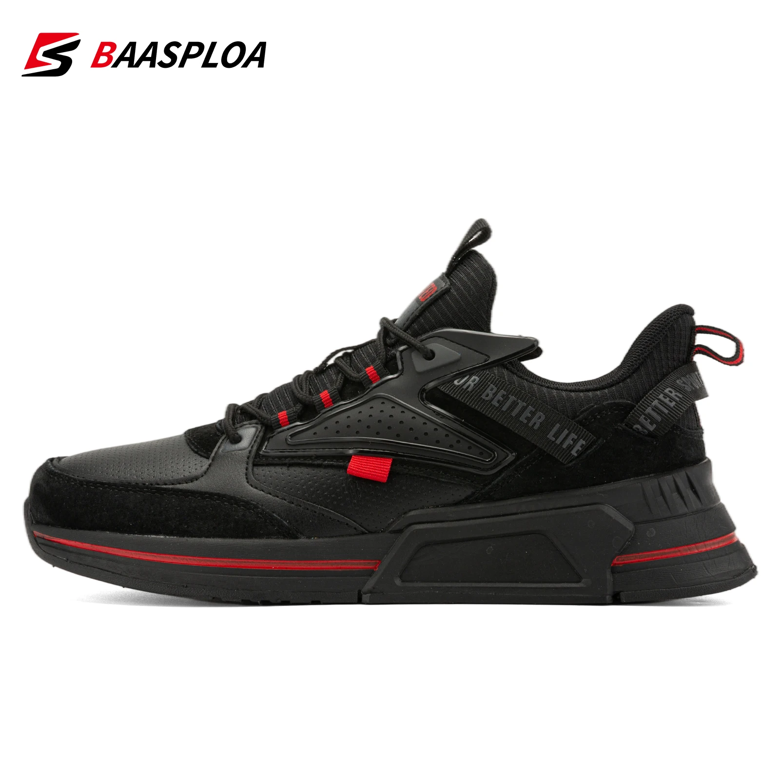 Baasploa אופנה נעלי ריצה לגברים 2023 מזדמנים גברים עור המעצב נעלי שרוכים גברית חיצונית ספורט קל משקל הנעל . ' - ' . 1