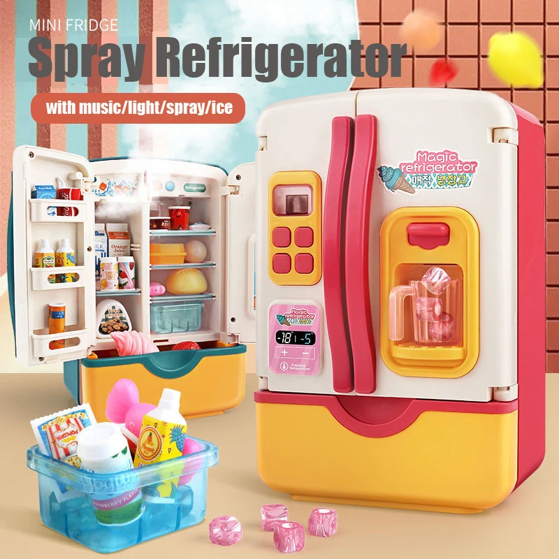 ילדים צעצוע המקרר המקרר אביזרים עם מכונת קרח משחק תפקידים מכשיר לילדים מטבח להגדיר מזון, צעצועים עבור בנות בנים. . ' - ' . 1