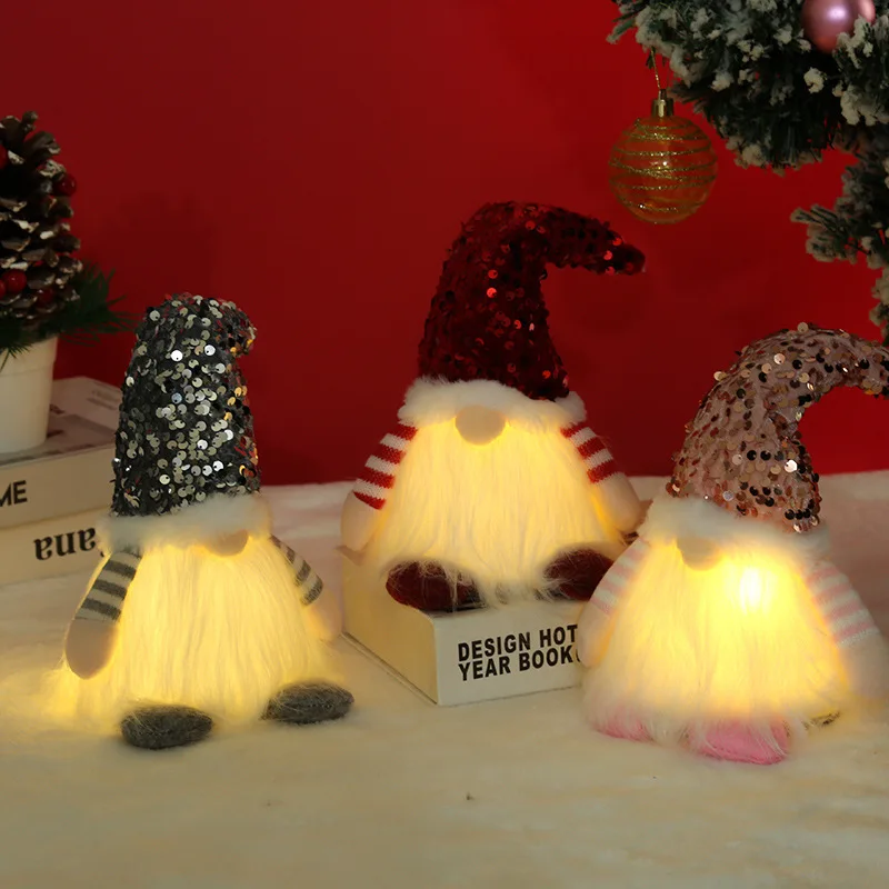 מואר חג המולד Gnome,עבודת יד, כובע פאייטים סקנדינביה שוודית Tomte,אור קטיפתי שדון מתנה מתנה לחג,חג המולד קישוטים . ' - ' . 1