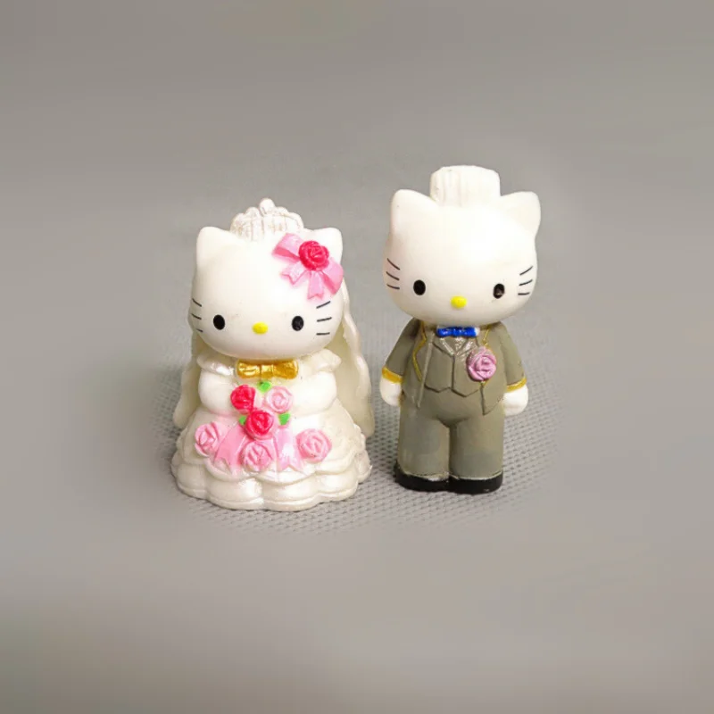 אנימה Sanrio דמויות מצוירות הלו קיטי לוויה חתול זוג נשוי דגם צעצוע של בובת דמויות לאסוף קישוטים ילדים מתנות . ' - ' . 2