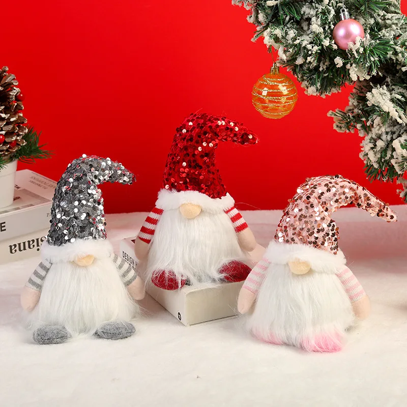 מואר חג המולד Gnome,עבודת יד, כובע פאייטים סקנדינביה שוודית Tomte,אור קטיפתי שדון מתנה מתנה לחג,חג המולד קישוטים . ' - ' . 2