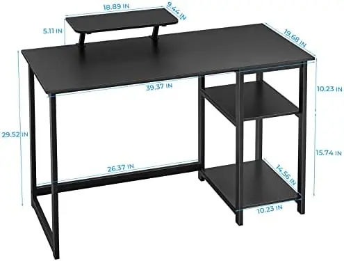 משרדי שולחן מחשב עם צג עמוד הפיך מדפי אחסון,47 אינץ מודרני כתיבה PC שולחן העבודה,קל להרכבה,אגוז . ' - ' . 2