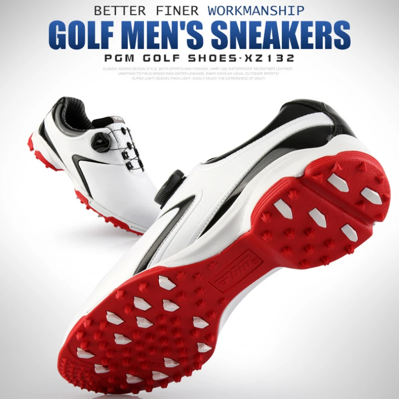PGM Mens נעלי גולף ספורט תחת כיפת השמיים החלקה עמיד למים נעלי ספורט כפתור מהיר לשרוך לנשימה נוח פנאי נעליים XZ132 . ' - ' . 3