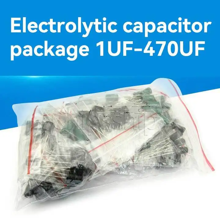 רכיבים חבילת אביזרים אלקטרוניים אלומיניום אלקטרוליטיים קבל חבילה 1UF-470UF 12 סוגים של כל 10 סה 