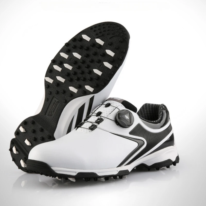 PGM Mens נעלי גולף ספורט תחת כיפת השמיים החלקה עמיד למים נעלי ספורט כפתור מהיר לשרוך לנשימה נוח פנאי נעליים XZ132 . ' - ' . 5