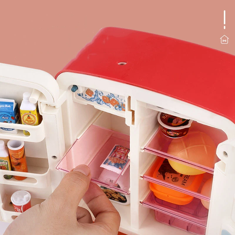 ילדים צעצוע המקרר המקרר אביזרים עם מכונת קרח משחק תפקידים מכשיר לילדים מטבח להגדיר מזון, צעצועים עבור בנות בנים. . ' - ' . 5
