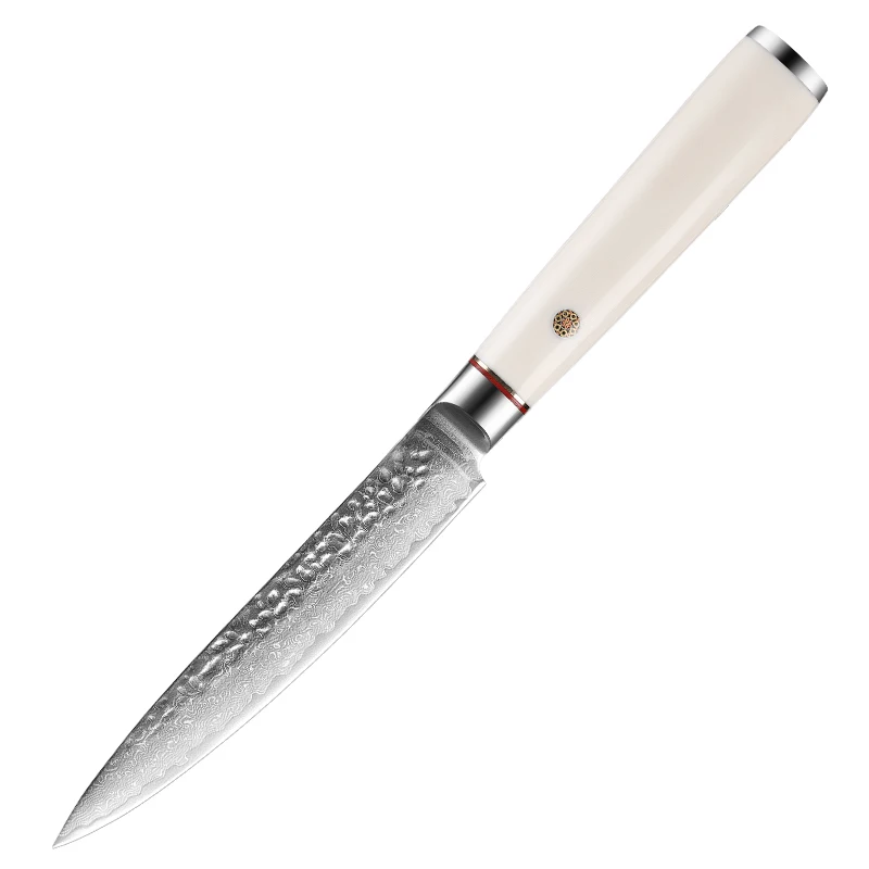 מטבח סכין יפנית ארגונומי לבן להתמודד עם דמשק נירוסטה סכיני מטבח פילינג פירות קילוף עגבניות קילוף סכין . ' - ' . 5