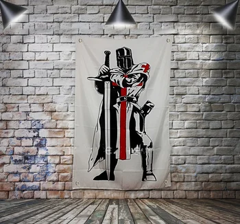 הבונים החופשיים אביר טמפלר דגל פוליאסטר אמנות קיר קנבס ציור לתלות על הקיר 4 לולאות מותאם אישית דגל קישוט הקיר
