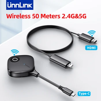 Unnlink אלחוטית וידאו משדר מקלט USB-C HDMI Extender 50 מטרים עבור המחשב הנייד הטלפון צג טלוויזיה מקרן פגישה