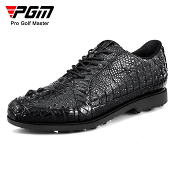 PGM גברים נעלי גולף תנין עור עמיד למים, אנטי-צד להחליק נעלי ספורט לגברים לנשימה נעלי ספורט XZ204