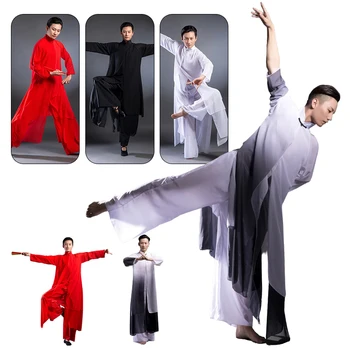 סינית מסורתית ביגוד יוניסקס שיפון טאי-צ ' י קונג-פו חליפה קלאסית לרקוד ללבוש וושו ביצועים אומנויות לחימה להראות תחפושת