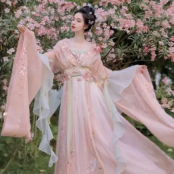 סיני Hanfu השמלה של נשים מודפס גדול שרוול החולצה Hanfu להגדיר קרנבל פיות Cosplay השמלה Hanfu שמלת ריקוד