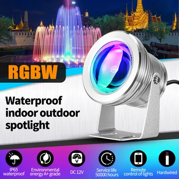 10W RGB LED מתחת למים הזרקורים IP65 עמיד למים בריכת שחייה בריכת מנורה עם שלט רחוק חיצוני גינה נוף מנורות