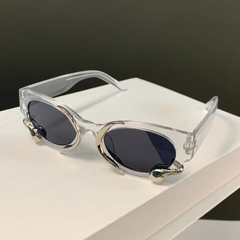 KAMMPT חדש Y2k משקפי שמש עם נחשים אופנה וינטג ' אליפסה נשים גוונים משקפי רטרו מותג יוקרה עיצוב UV400 משקפי שמש