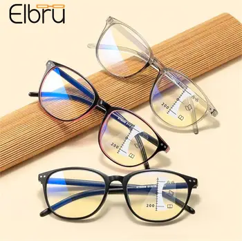 Elbru Progressive Multifocal משקפי קריאה גברים, נשים, אנטי רטרו כחול UV להגן על קריאת משקפי Anti-glare המחשב משקפיים