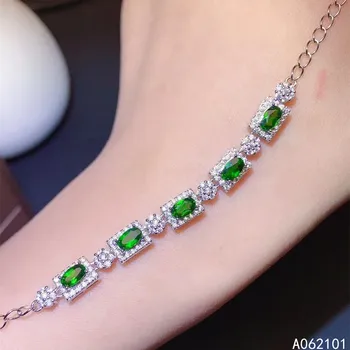 KJJEAXCMY תכשיטים יפים S925 כסף סטרלינג משובץ טבעי Diopside ילדה חדשה מעודן יד צמיד תמיכה מבחן בסגנון סיני