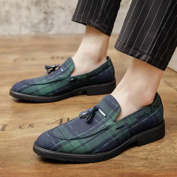 לגברים נעלי שמלה רבותיי בסגנון בריטי Paty בד החתונה גברים נעלי דירות עור אוקספורד רשמי נעלי מוקסינים Zapatos Hombre
