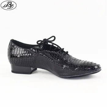 חדשה סגנון גברים סטנדרטי נעלי ריקוד 301C צבע שחור נחש תבנית פטנט עור גברים אולם כל הבלעדי מודרני נעלי הריקוד.