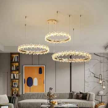קריסטל מודרני הוביל נברשות המנורה בבית חיים בחדר האוכל דקו אורות תליון חדר שינה שולחן האוכל Ligthing מקורה Luminaire