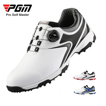 PGM Mens נעלי גולף ספורט תחת כיפת השמיים החלקה עמיד למים נעלי ספורט כפתור מהיר לשרוך לנשימה נוח פנאי נעליים XZ132