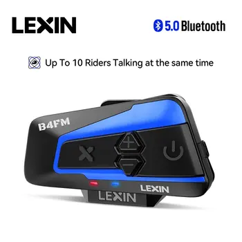 מותג Lexin LX-B4FM-X 10 רוכבים אינטרקום אופנוע Bluetooth הקסדה אוזניות BT מוטו Intercomunicador עם רדיו FM