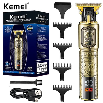Kemei T9 USB חשמלי שיער מכונת חיתוך נטענת קליפר שיער גוזם מכונת גילוח עבור גברים מספרה מקצועית זקן גוזם