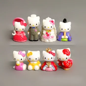 אנימה Sanrio דמויות מצוירות הלו קיטי לוויה חתול זוג נשוי דגם צעצוע של בובת דמויות לאסוף קישוטים ילדים מתנות