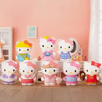 Kawaii אנימה Sanrio הלו קיטי תחפושת היומן סדרה מודל בובה מצוירת מיני בובות קישוט שולחן העבודה צעצועים ילדה ילדים חדש מתנה