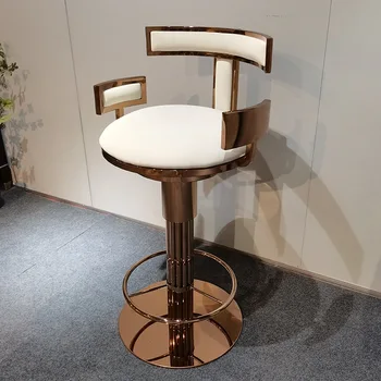 מודרני מינימליסטי אור יוקרה גבוהה הרמת כיסא מסתובב משענת גב משענת יד נירוסטה כסא גבוה