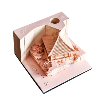 Omoshiroi בלוק 3D 'פנקס רשימות' קוביות חמוד ביתן מיני 3D Memo Pad Led Diy הבית Kawaii הערה נייר המקורי מתנת חתונה אורחים