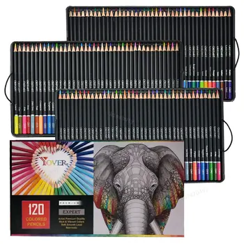 מקצועית 120 צבעים סט עפרונות צבעוניים לציור עיפרון אמנות יצירה שומני צבע סקיצה ייחודית צביעה בעיפרון, אמנות אספקת