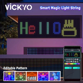 VICKYO LED אור הפיות בית חכם וילון מחרוזת אור בקרת יישום DIY תכנות RGBIC צבע נקודה עור חוט עיצוב גרלנד