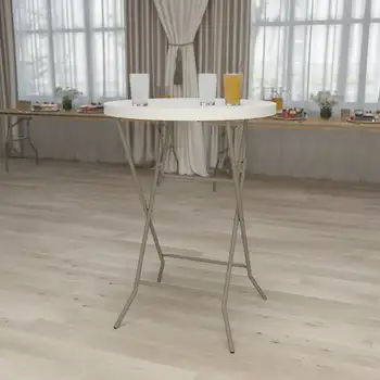 2.63 מטר עגול גרניט פלסטיק לבן, סרגל גובה שולחן מתקפל האולטרה טיולים טיפוס פיקניק שולחנות מתקפלים