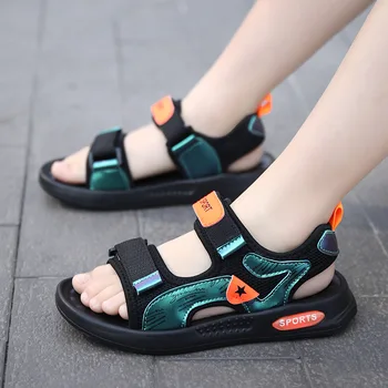2023 חדש קיץ לילדים סנדלים חיצוני נעלי הליכה בנים אנטי חלקלק חוף נעלי ילדים גדולים נוח עור רך סנדלים