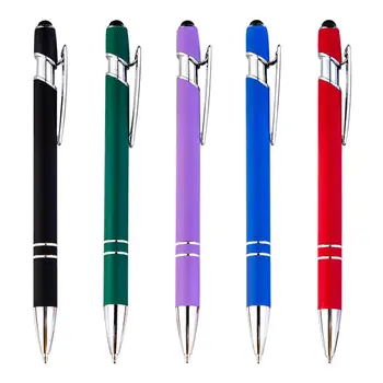 500pcs/lot מתנה לקידום מותאם אישית לוגו מגע רך עט כדורי עם Stylus פרימיום מתכת עט
