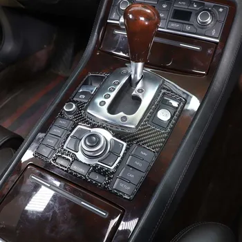 עבור אאודי A8 D3 D4 2004-2012 רך סיבי פחמן המכונית שליטה מרכזית מצב מתג מסגרת פנל כיסוי לקצץ מדבקה אביזרי רכב