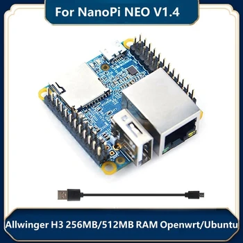 על Nanopi ניאו V1.4 512MB RAM Allwinger H3 Quad Core Openwrt/הפתיח/Ubuntu/Armbian פיתוח המנהלים עם כבל מיקרו-USB ערכות