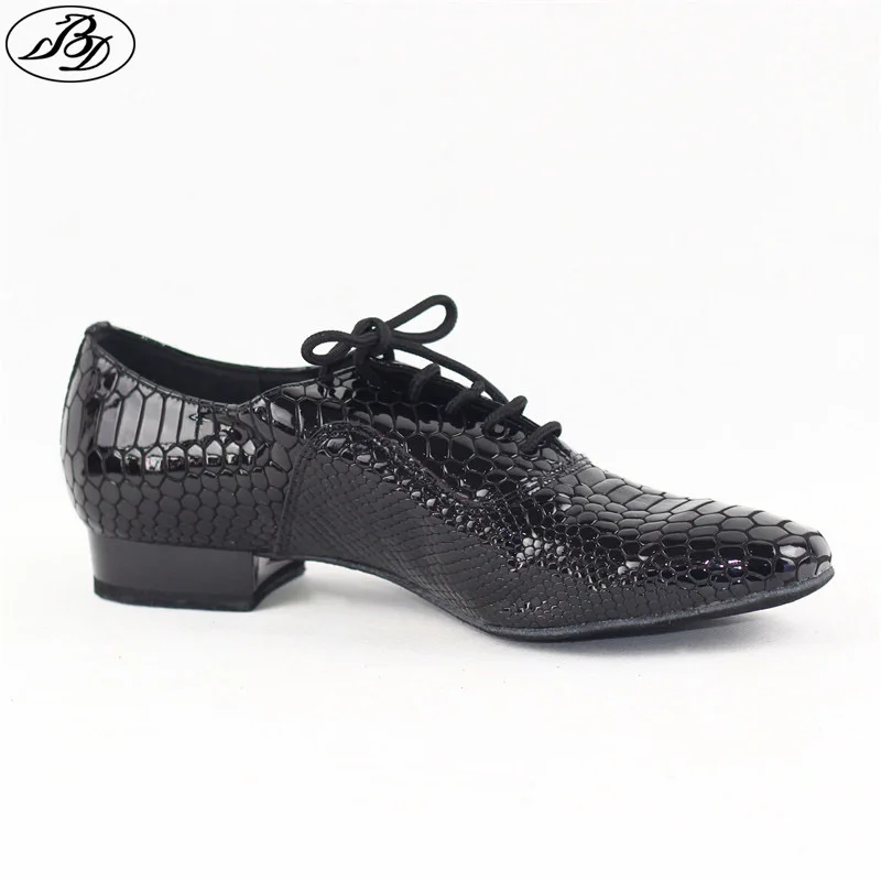 חדשה סגנון גברים סטנדרטי נעלי ריקוד 301C צבע שחור נחש תבנית פטנט עור גברים אולם כל הבלעדי מודרני נעלי הריקוד. . ' - ' . 0
