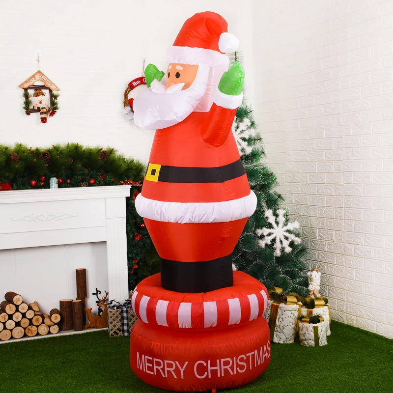 חשמל מסתובב 360 מעלות סנטה קלאוס מתנפחים צעצוע אורות LED מתנפחים בובת חג המולד חיצונית קישוט בית גן . ' - ' . 1