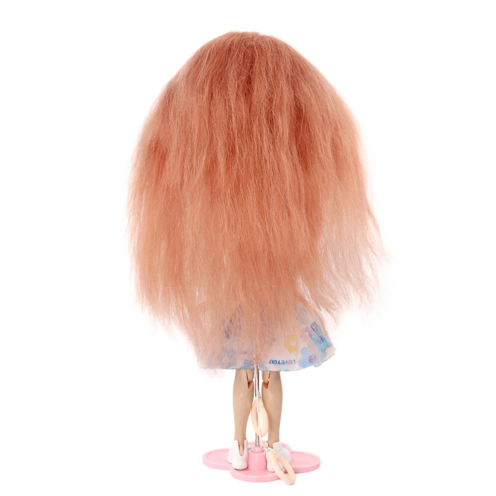 MUZIWIG Blyth בובה שיער הפאה אנגורה פוני ארוך שיער מתולתל DIY בובות אביזרים צבע טבעי גלי פאה לילדה בובה DIY . ' - ' . 2