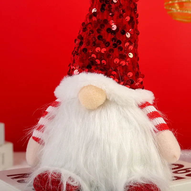 מואר חג המולד Gnome,עבודת יד, כובע פאייטים סקנדינביה שוודית Tomte,אור קטיפתי שדון מתנה מתנה לחג,חג המולד קישוטים . ' - ' . 3