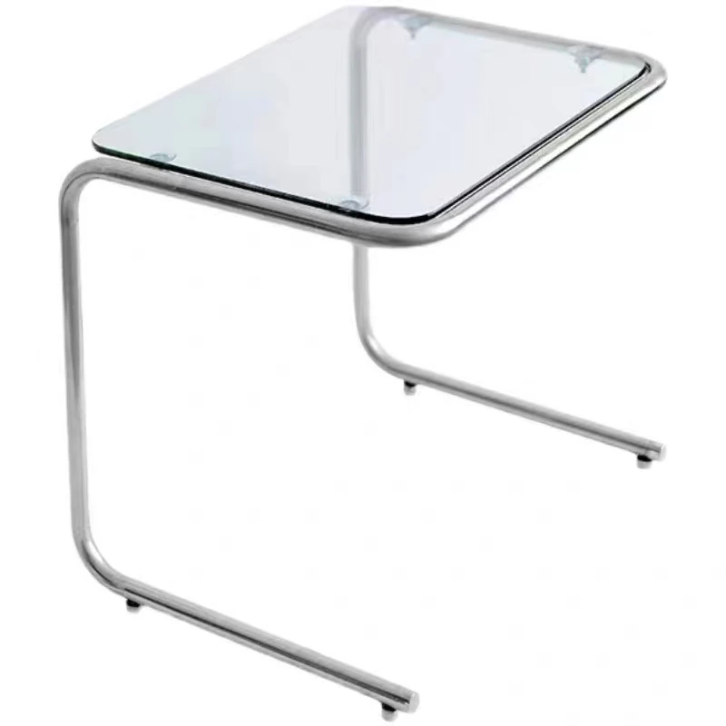 Monden מסגרת מתכת שולחן הקפה בסלון הצר ייחודי מינימליסטי זכוכית שולחן קפה צר שולחן קטן באס הביתה Fturniture . ' - ' . 4