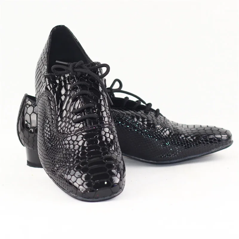 חדשה סגנון גברים סטנדרטי נעלי ריקוד 301C צבע שחור נחש תבנית פטנט עור גברים אולם כל הבלעדי מודרני נעלי הריקוד. . ' - ' . 4