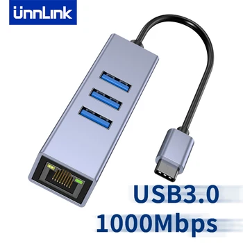 UNNLINK USB Ethernet רכזת מתאם 1000Mbps USB3.0 RJ45 Lan כבל מתאם עבור המחשב הנייד Xiaomi טלוויזיה Macbook USB-C-HUB כרטיס רשת