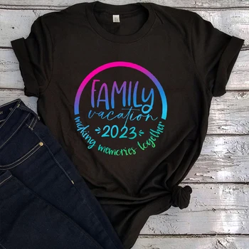 צבעוני חופשה משפחתית 2023 הזיכרונות החולצה המשפחה 2023 חולצות חופשה משפחתית חולצות החוף חולצת וינטג ' מקסימום