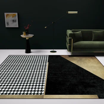 בועה לנשק מודרני זהב שחור גיאומטריה שטיחים בסלון עיצוב הבית התאמה אישית של שטיחים שטח על רצפת חדר השינה מחצלת דלת
