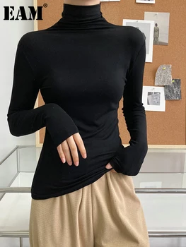 [ידה] נשים שחור לבן קצר דק אלגנטי סלים חולצה חדשה צווארון שרוול ארוך אופנה גאות אביב סתיו 2023 1DF0407